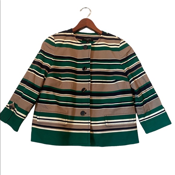 Talbots Jackets & Blazers - Talbots Fall Color Striped Button Front Jacket